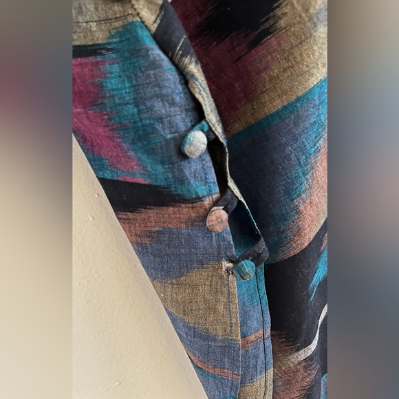 Vintage Handwoven Ikat Print Dress circa 1980s Nogo Brand - Picture 5 of 11